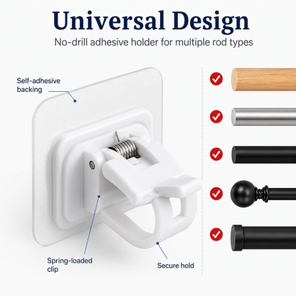 No-Drill Adjustable CurtainRod Brackets - 2 Pack