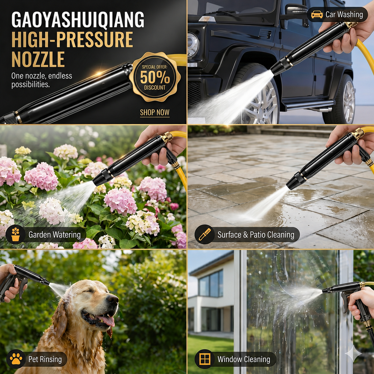 🚗LAST DAY 50% OFF ✨Larnto®Powerful High-Pressure Home Car Wash & Garden Sprayer