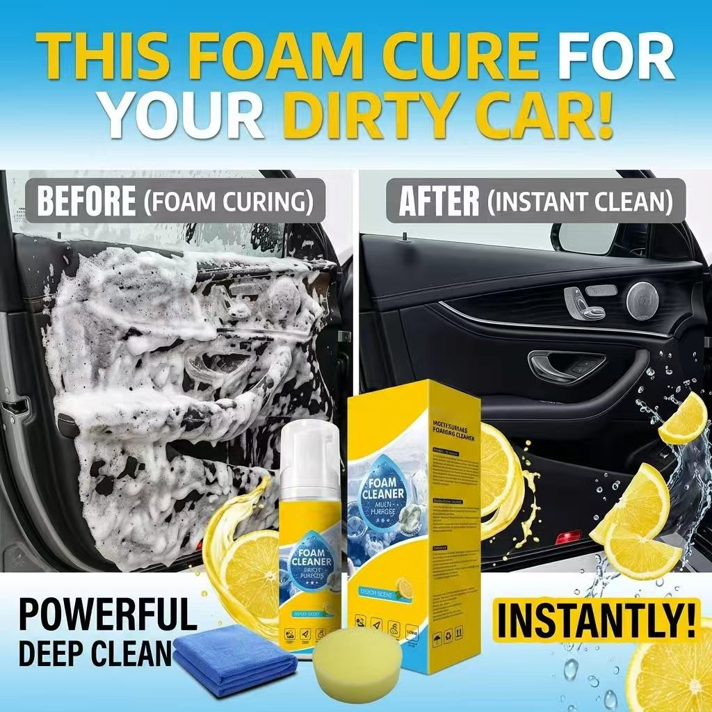 2026 New 4-in-1 Multi-Enzyme Foam Cleaner, Foam Cleaner Multi Purpose All-Purpose Deep Cleaning Powerful & Multipurpose Car Interior Foam Spray Cleaners for Car Sofa Kitchen Bathroom