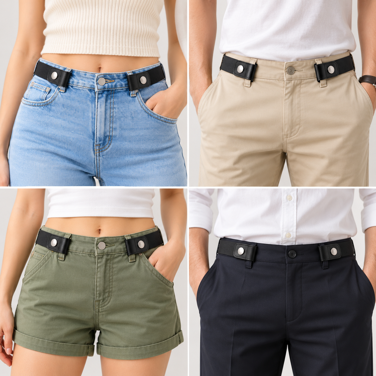 No Buckle Elastic Stretch Belts for Men and Women, Comfortable Invisible Belts for Jeans Pants🔥