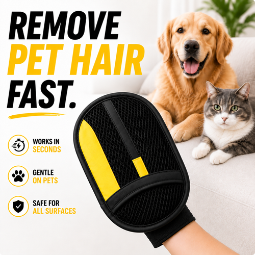 The Pet Hair Removal Glove – Swipe to Lift Fur from Furniture, Clothes & Cars | Limited Time: 70% OFF🐈