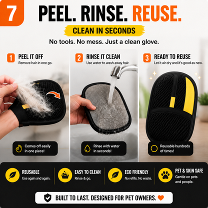 The Pet Hair Removal Glove – Swipe to Lift Fur from Furniture, Clothes & Cars | Limited Time: 70% OFF🐈