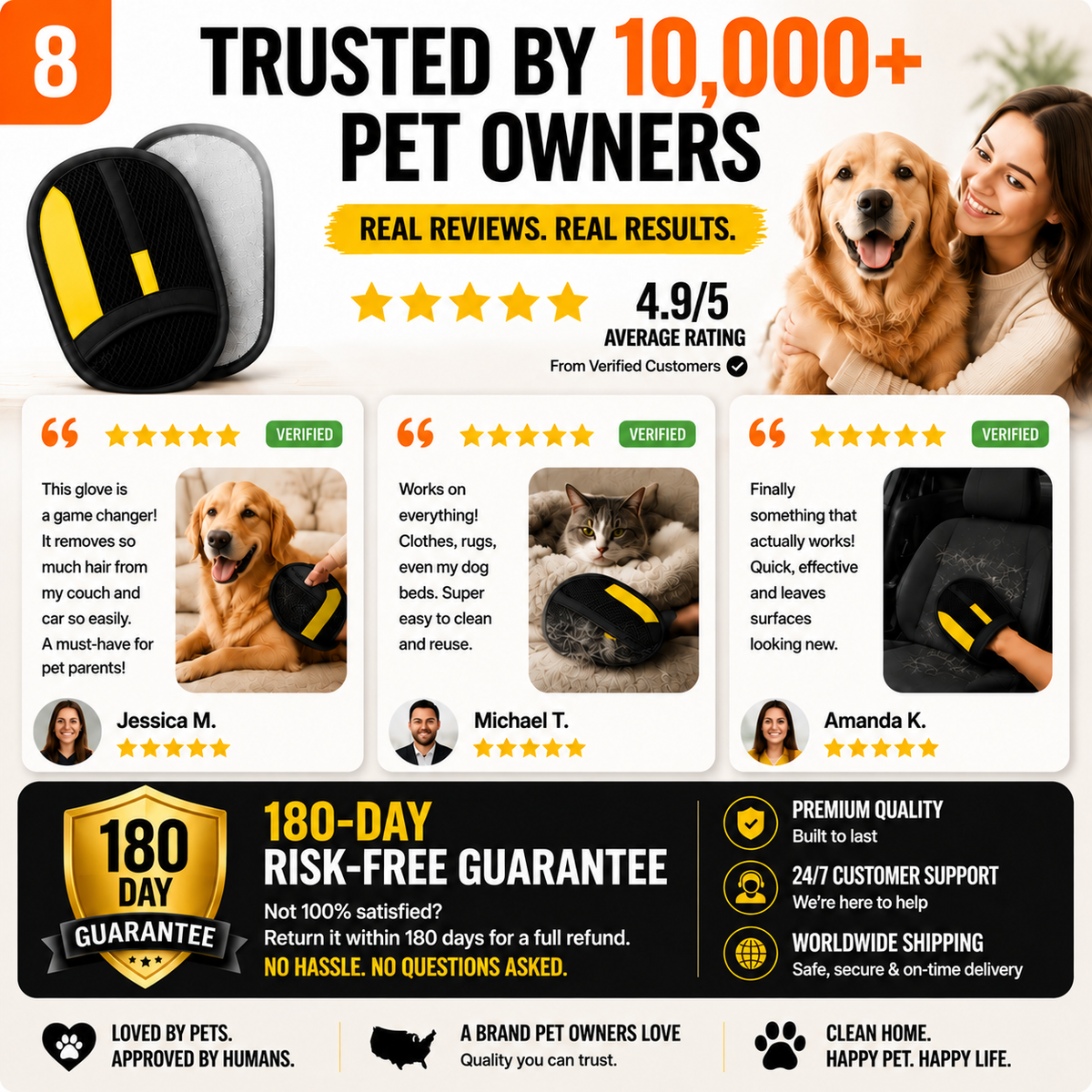 🔥 The Pet Hair Removal Glove – Swipe to Lift Fur from Furniture, Clothes & Cars | Limited Time: 70% OFF