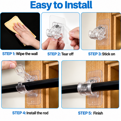 No-Drill Adjustable CurtainRod Brackets - 2 Pack